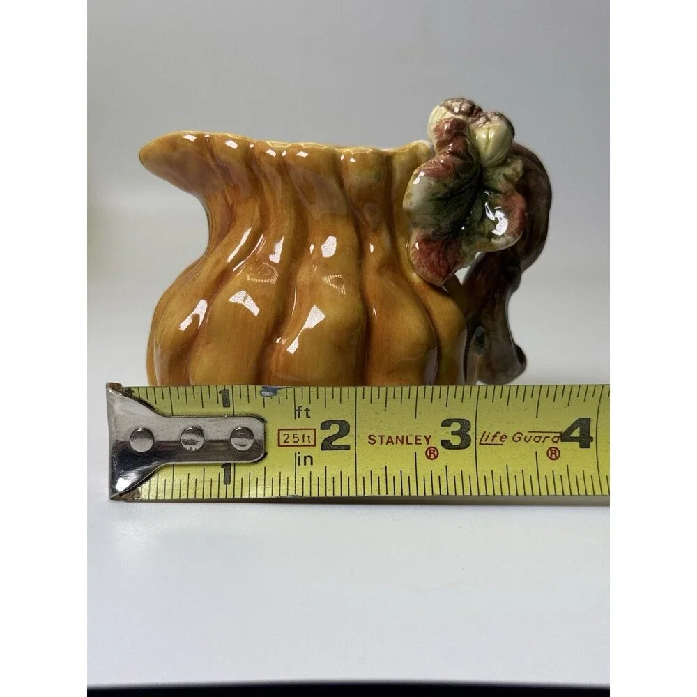 Vintage Ceramic Pumpkin Patch Sugar Bowl Creamer Set Fall Harvest 1990s